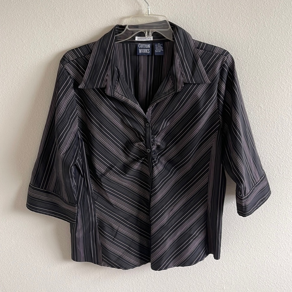 Cotton Works Tops | Cotton Works Stretch Button Shirt Blouse | Size 1 X